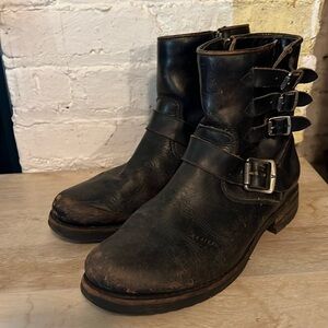 Frye low Biker Boots with Multi Buckel Detail - 8.5